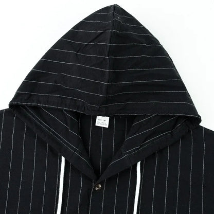Striped Hooded Linen Shirt