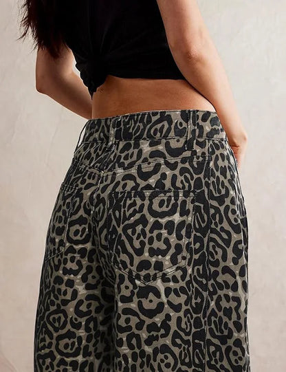 Leopard Print High Waist Jeans