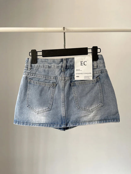 High Waist Denim Mini Skirt