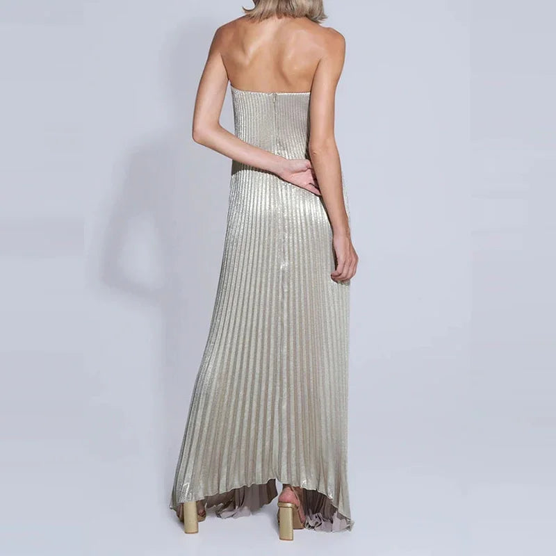 Chic Pleated Tube Top Dress