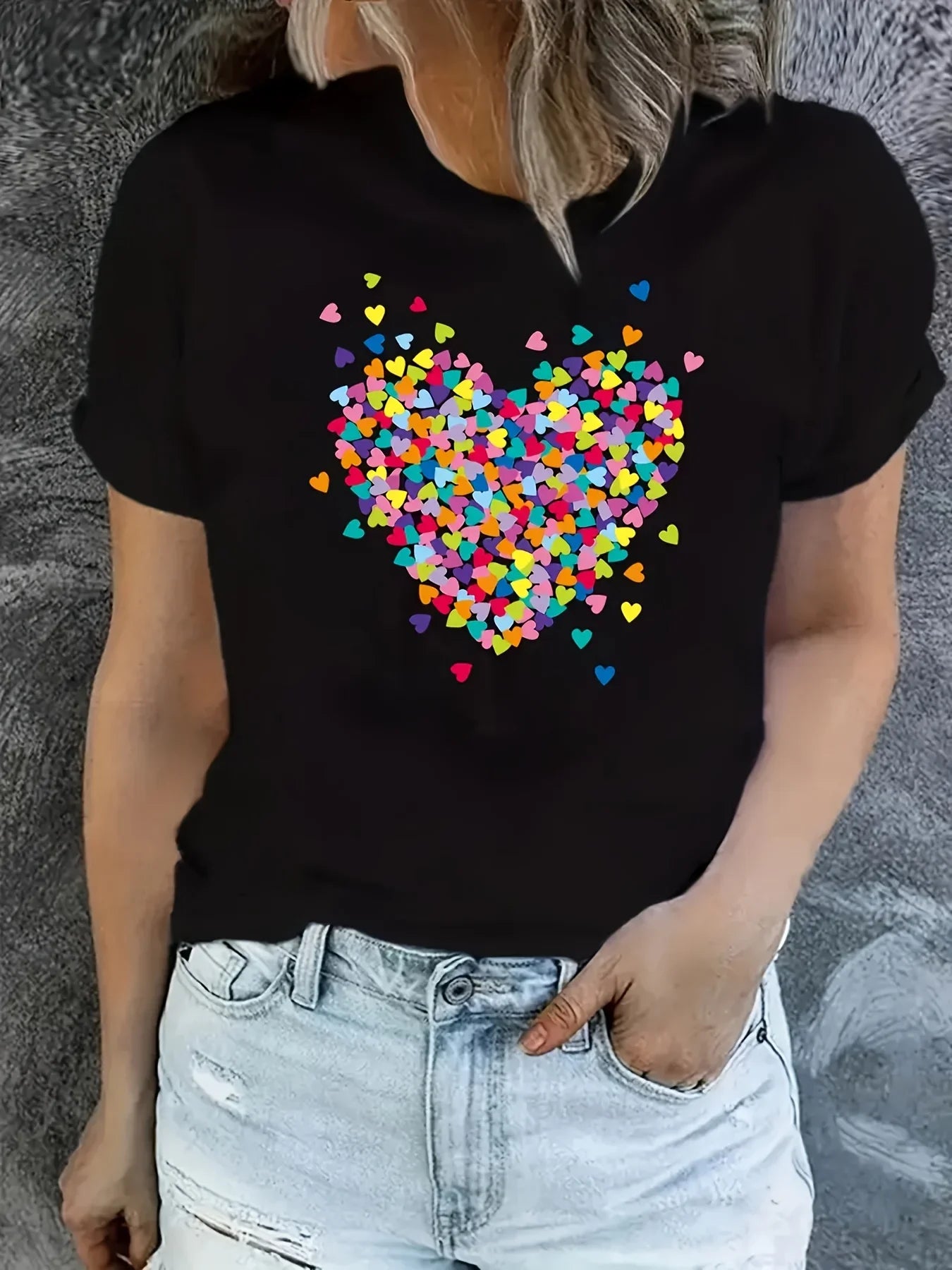 Leopard Heart Print Casual T-Shirt