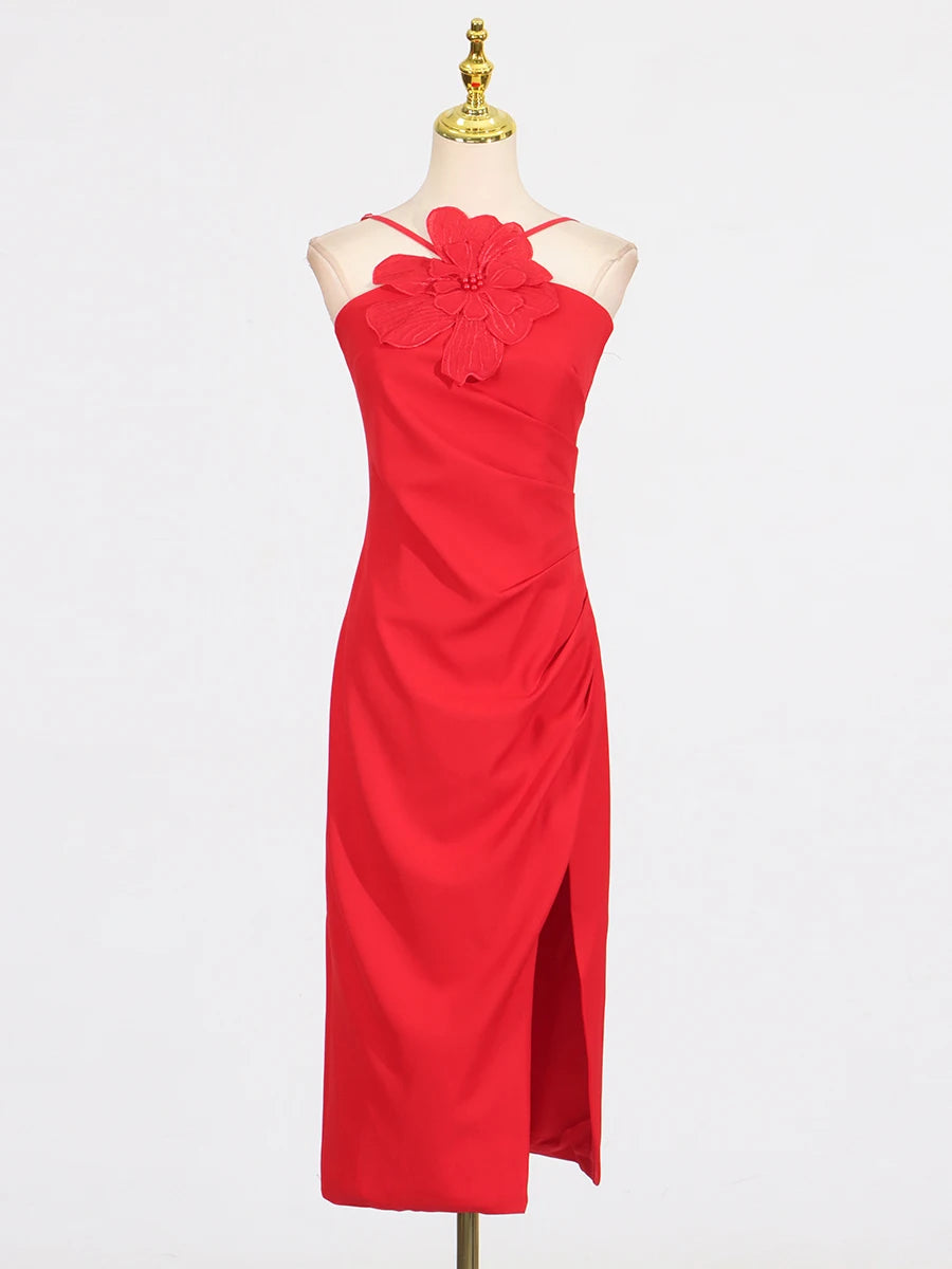 Petal Grace 3D Floral Midi Dress