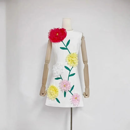 Floral Fusion 3D Print Dress
