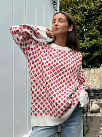 Cozy Strawberry Knit Sweater