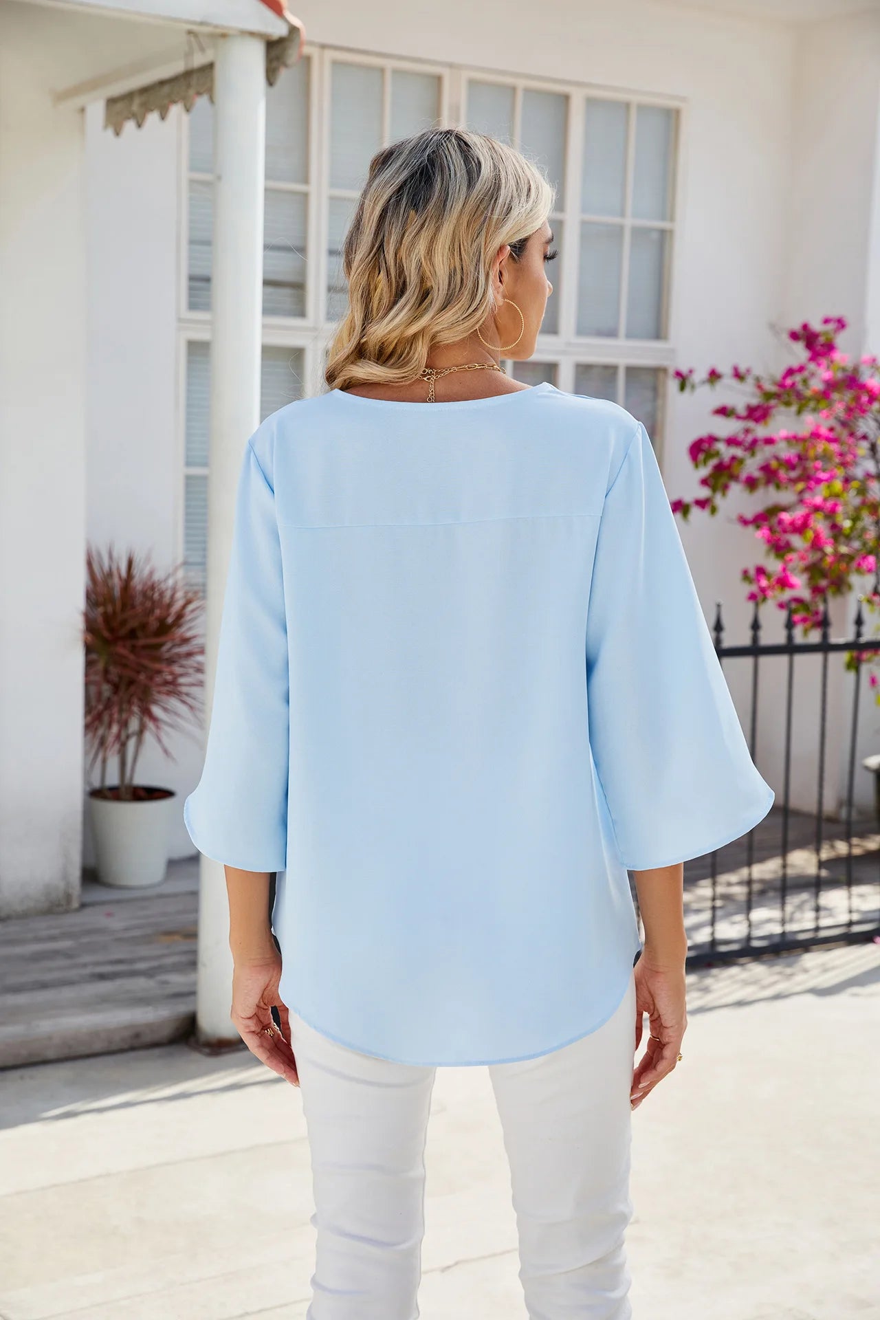 Elegant V-Neck Chiffon Blouse
