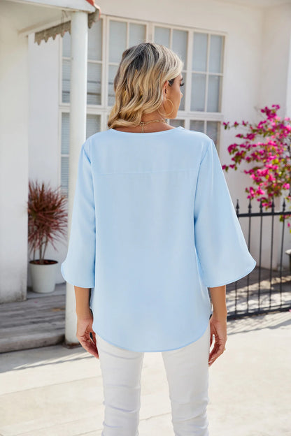 Elegant V-Neck Chiffon Blouse