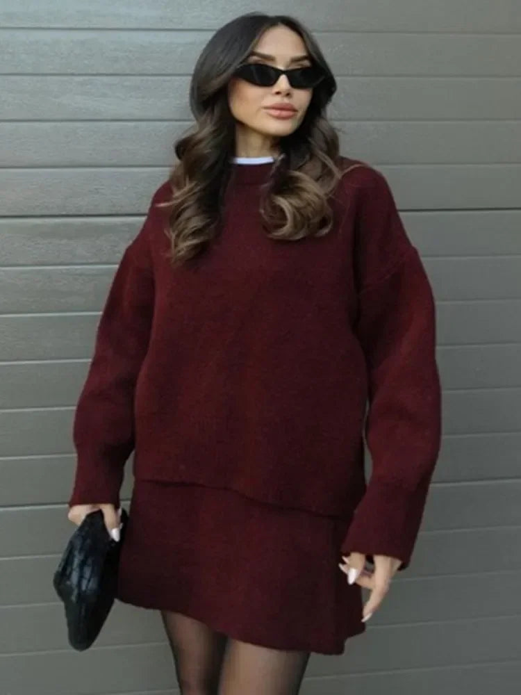 O-Neck Long Sleeve Outfit