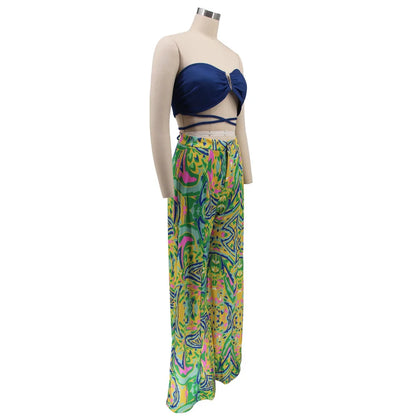 Vivid Bloom Strapless Trouser Set