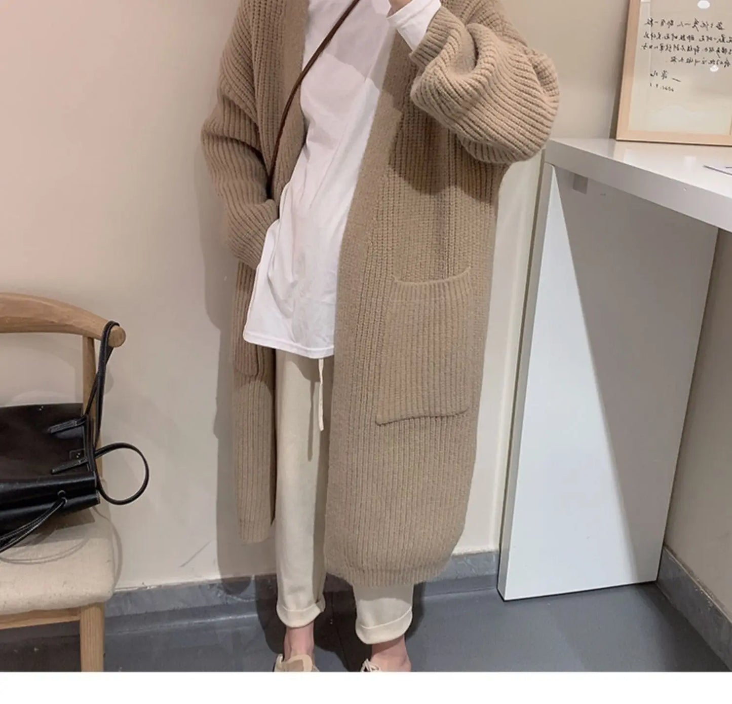 Plush Wave Maxi Knit Pocket Cardigan