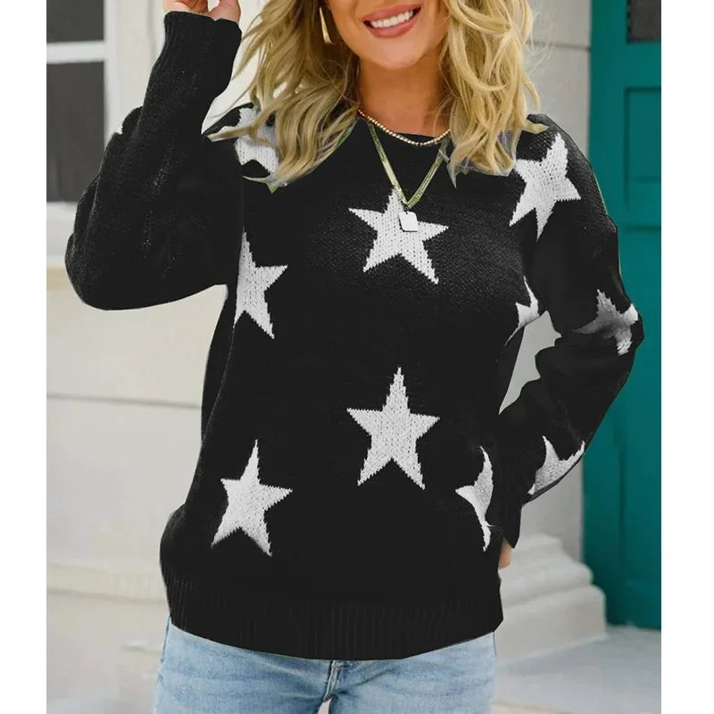 Women's Long Sleeve round Neck Knitted Sweater