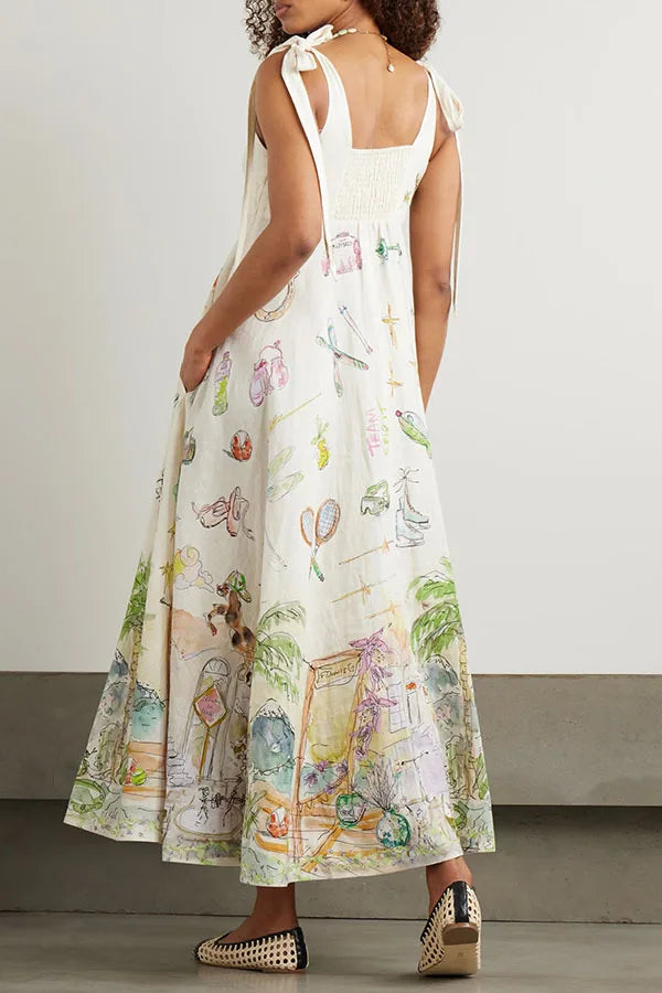 Floral Whisper Lace-Up Summer Dress