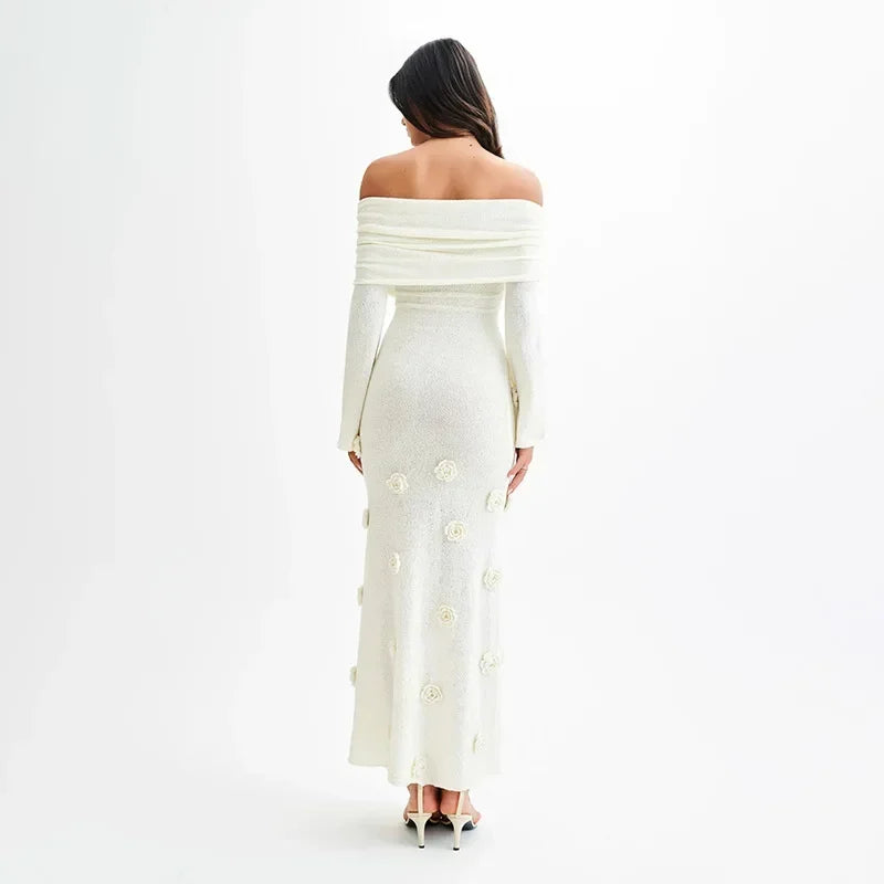 Rose Gaze 3D Floral Knit Dress
