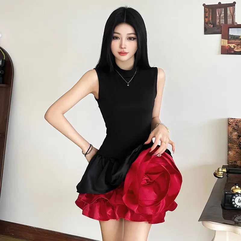 3D Floral Patchwork A-Line Dress