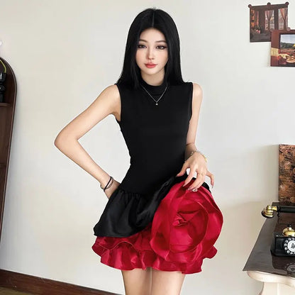 3D Floral Patchwork A-Line Dress