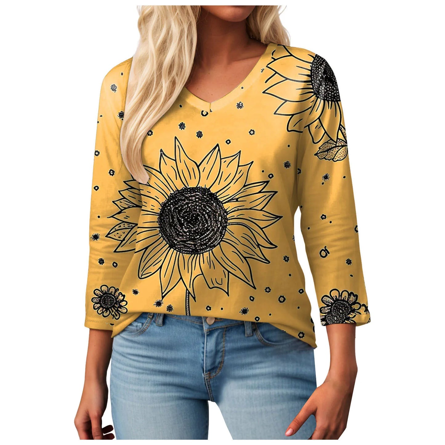 Casual V-Neck Floral Tee