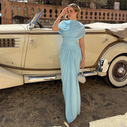 Graceful Pleats Elegant Evening Gown