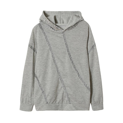 Winter Pop Hot Sequins Printed Loose Hoodie Woman