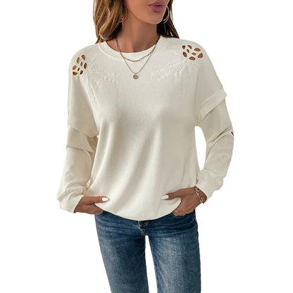 Elegant Bloom Embroidered White Top