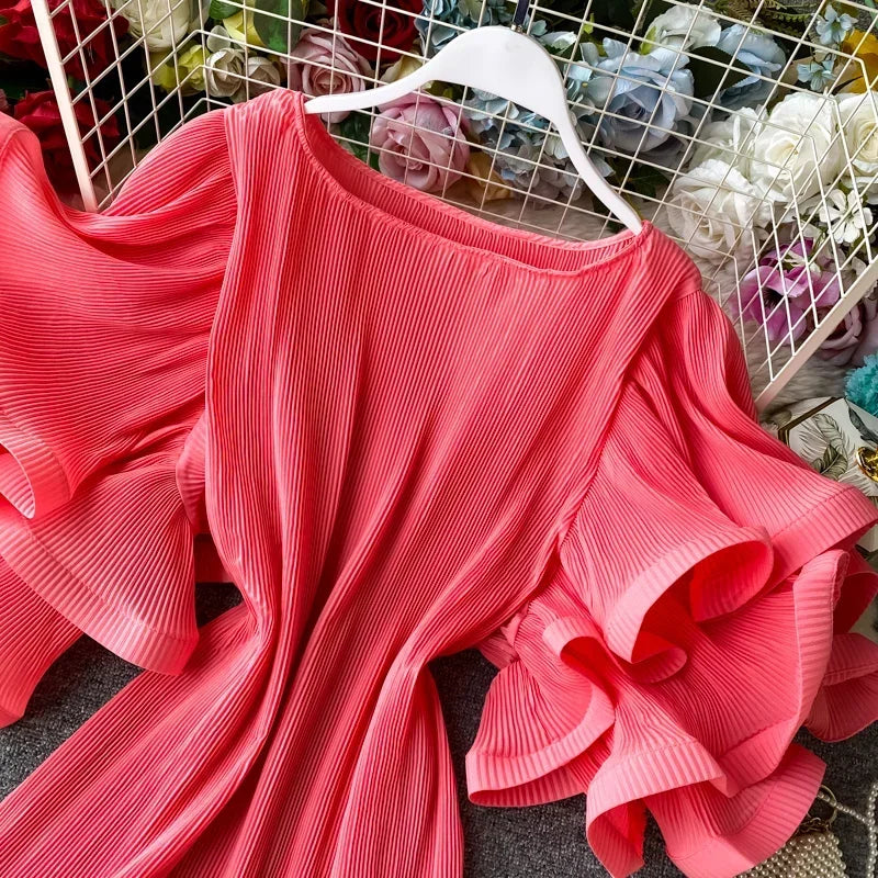 Flutter Grace Pleated Chiffon Blouse