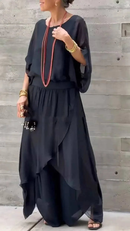 Graceful Flow Chiffon Pant Set