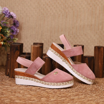 Handmade Linen Wedge Sandals