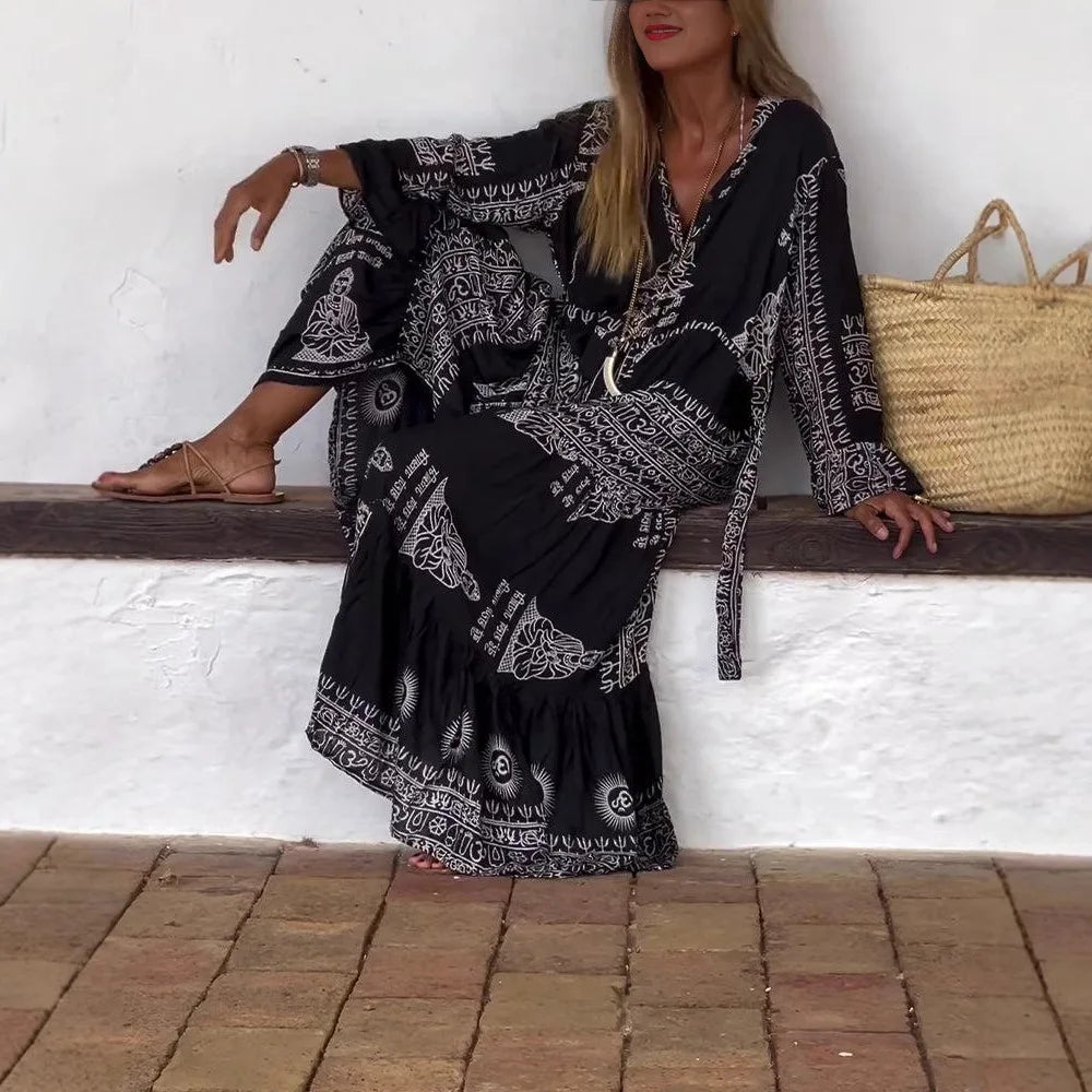 Boho Spirit Ethnic Print Maxi Dress