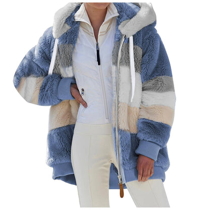 Hooded Plush Coat — Stylish Warm Zip-Up
