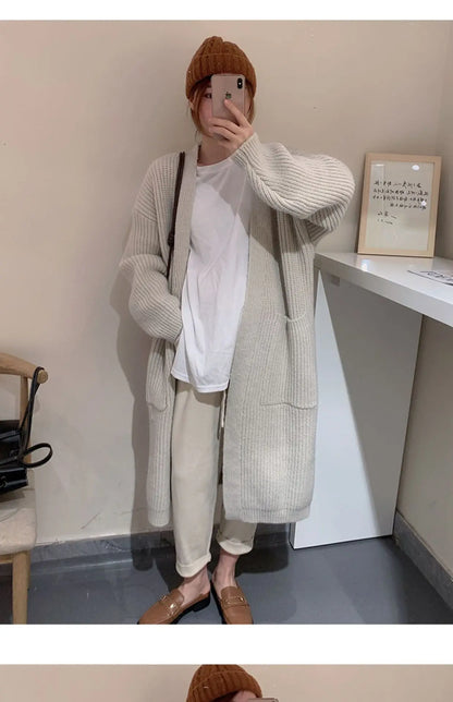 Plush Wave Maxi Knit Pocket Cardigan