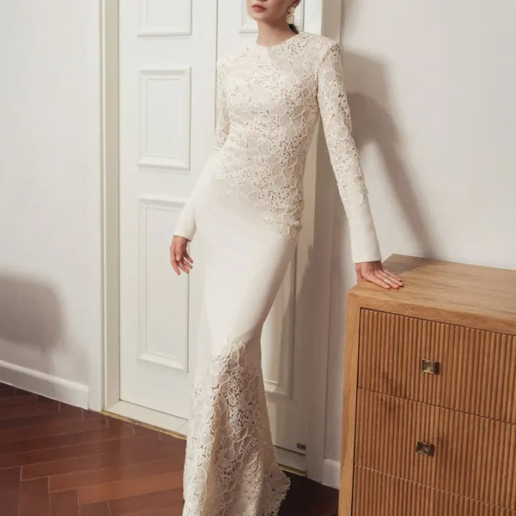 Lace Enchant Vintage Mermaid Gown