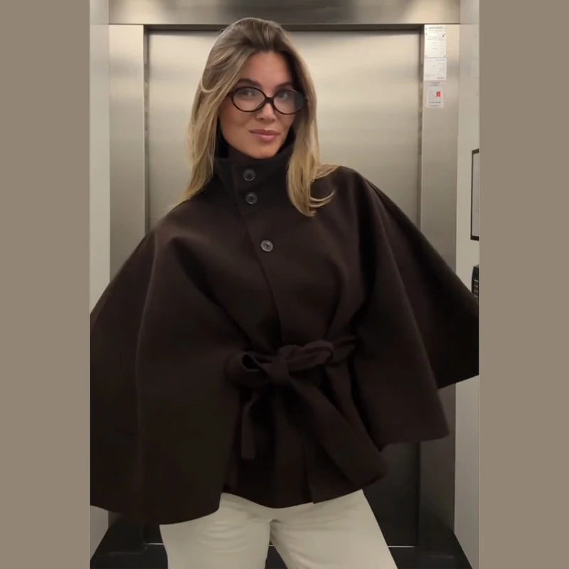 Snow Aura Belted Woolen Shawl