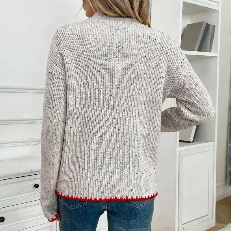 Cozy Heart Half-Turtleneck Sweater