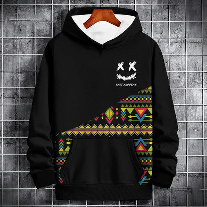 Ethnic Print Patchwork Hoodie