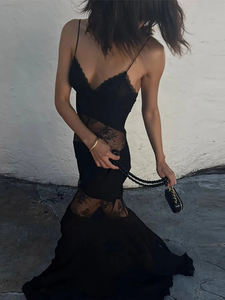 Sexy Lace Backless Maxi Dress