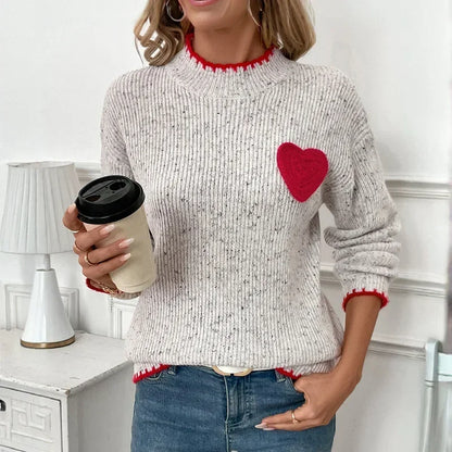 Cozy Heart Half-Turtleneck Sweater