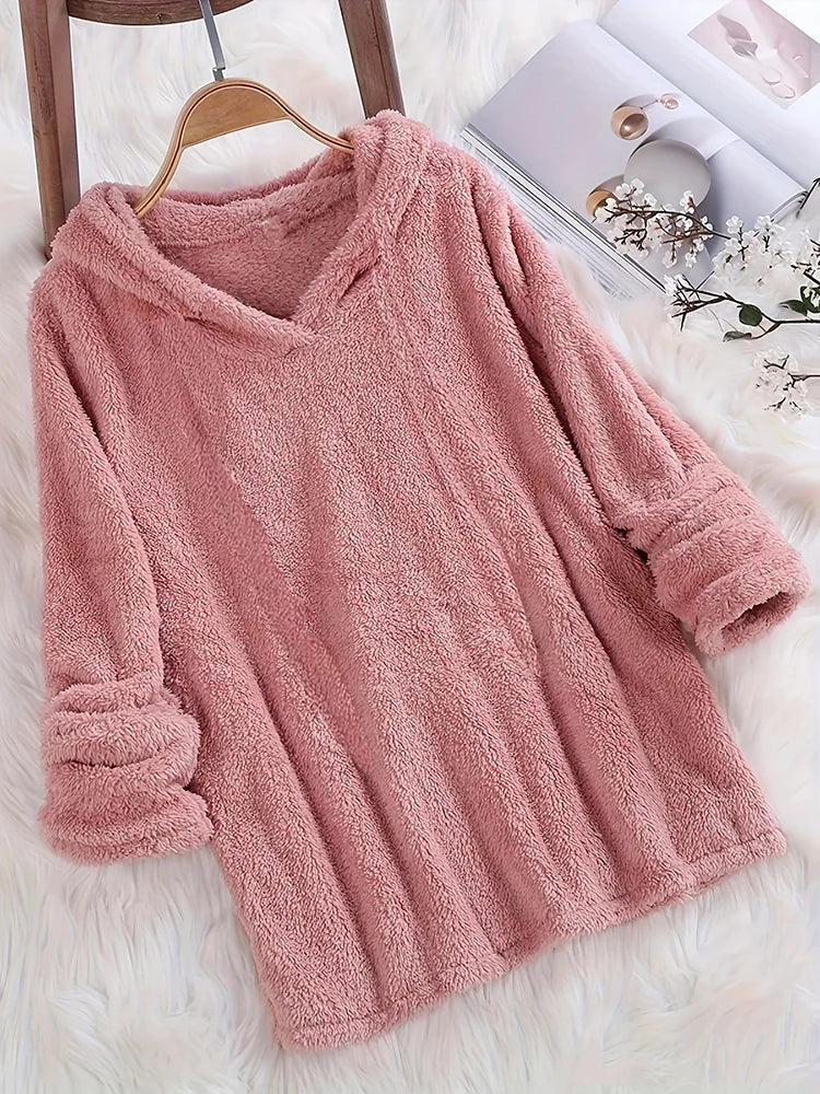 Fleece Glow Solid Hoodie Sweatshirt