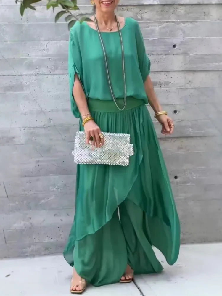 Graceful Flow Chiffon Pant Set