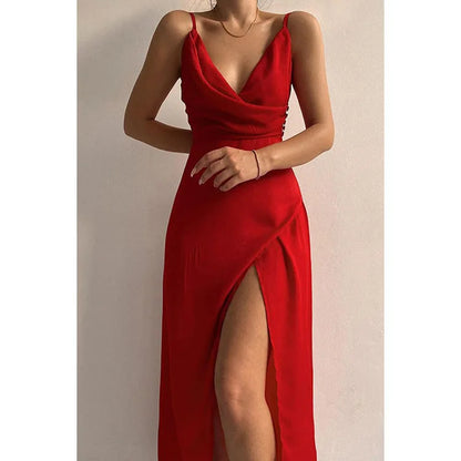 Siren Allure V-Neck Slit Dress