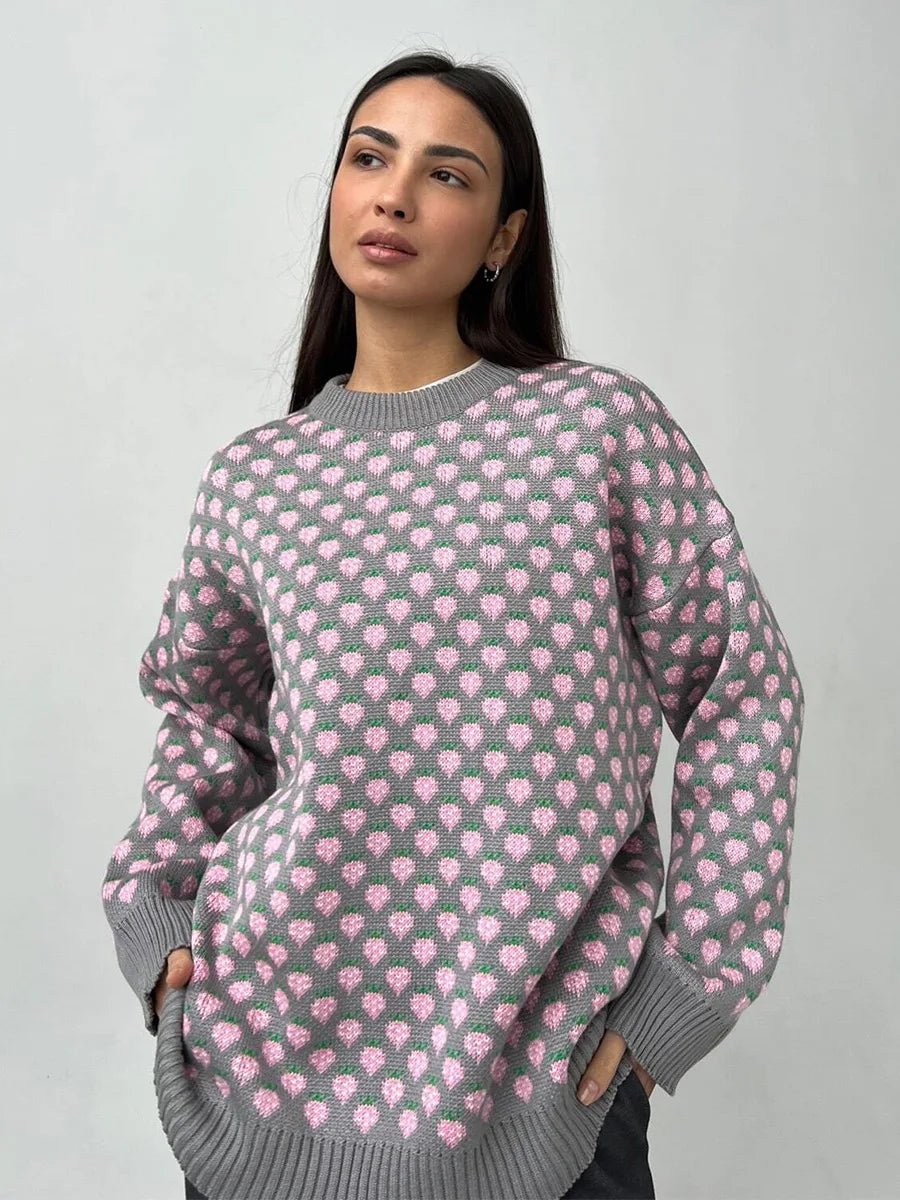 Cozy Strawberry Knit Sweater