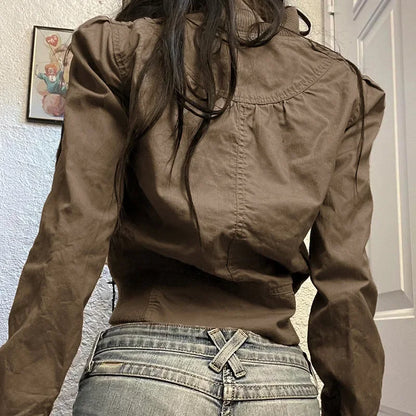 Retro Glow Turtleneck Crop Bomber