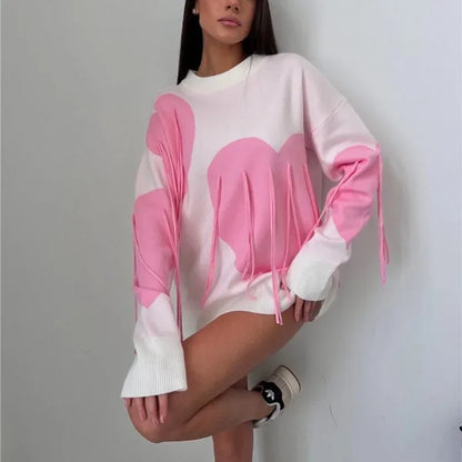 Playful Heart Tassel Sweater