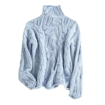 Knotted Sweater  High Collar Thick Warm
