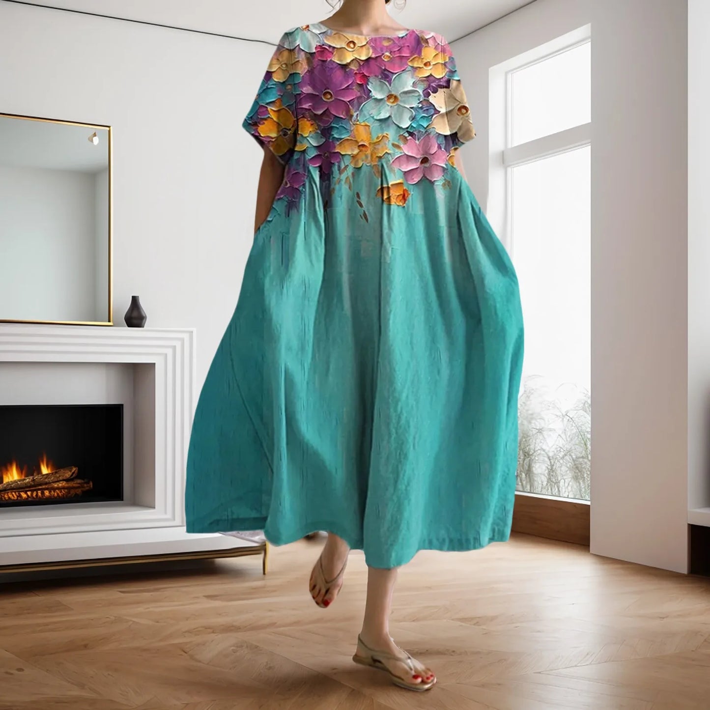 Boho Bloom Oversized Flowy Dress