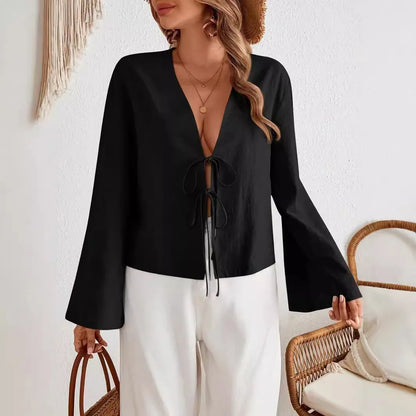 INS Style Cotton V-Neck Top