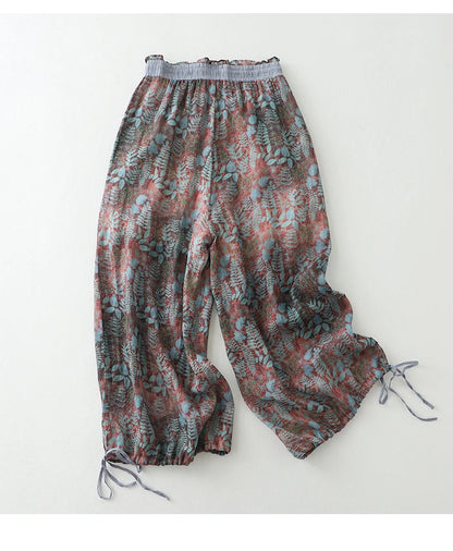 Cotton Linen Printed Slim Fit Pantss