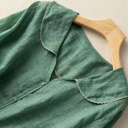 Classic Navy Collar Summer Blouse