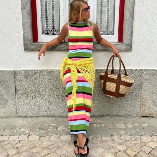 Viva Stripe High Waist Knit Dress