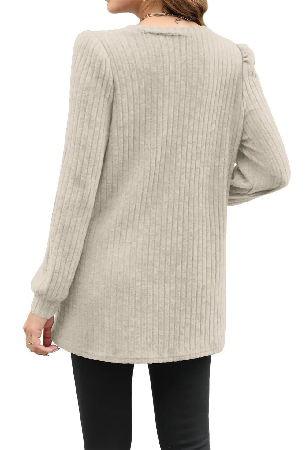Puff Sleeve Stripe Pullover Blouse