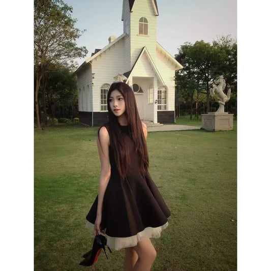 French Hepburn Vest Dress — Slim A-Line Mini Style