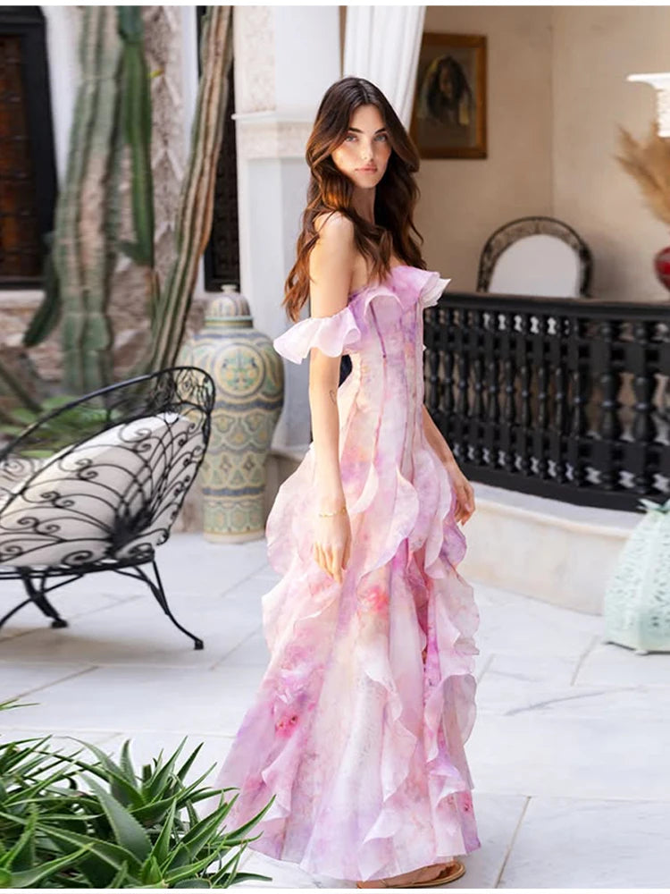 Parisian Breeze Off-Shoulder Maxi Dress