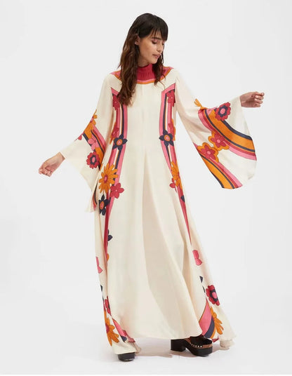 Vintage Muse Printed Maxi Dress
